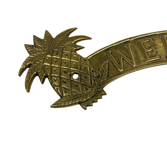 Pineapple-Themed Brass Welcome Sign With Tropical Design Vintage - Picture 2 of 5